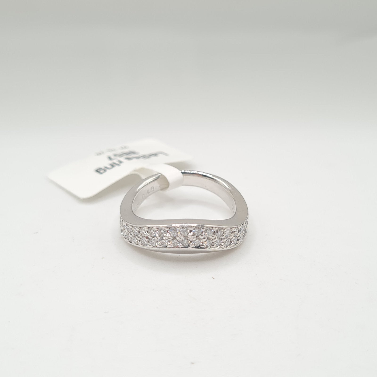 Wave Round Paved Half Eternity Diamond Ring 18K