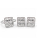 Classic Emerald Baguette Halo Paved Diamond Jewelry Set 14K