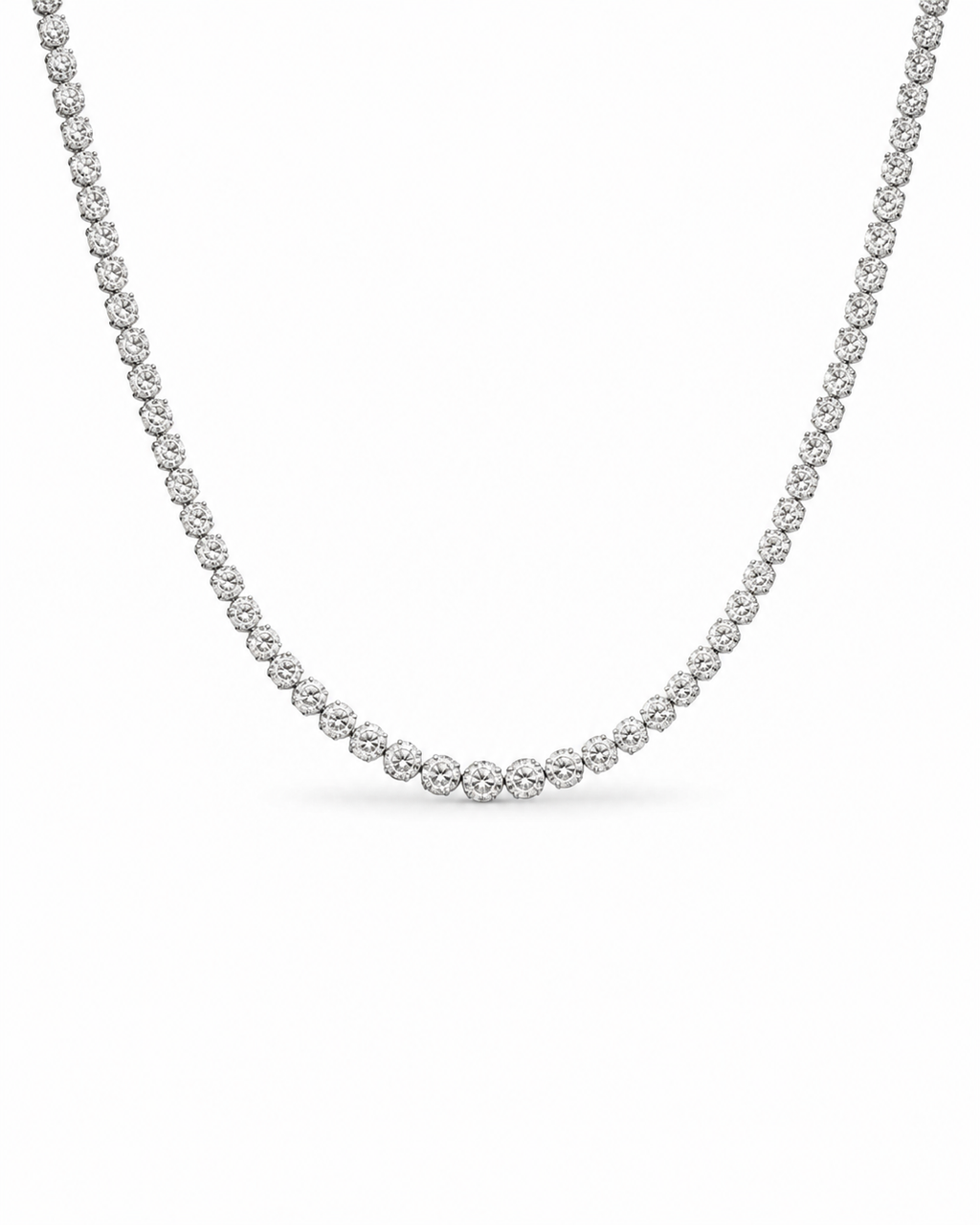 Classic Eternity 4.0CTW Graduating Round Pave Tennis Diamond Necklace 14K