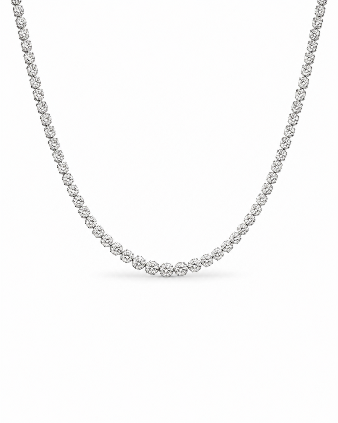 Classic Eternity 4.0CTW Graduating Round Pave Tennis Diamond Necklace 14K