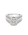 Classic Round Paved Baguette Elevated Diamond Ring 14K