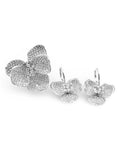 Floral Paved Dangle Statement Diamond Jewelry Set 14K
