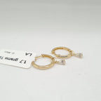 0.30cts Pear Solitaire Golden Hoop Diamond Earrings 18K