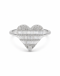 Classic Heart Baguette Diamond Ring 18K