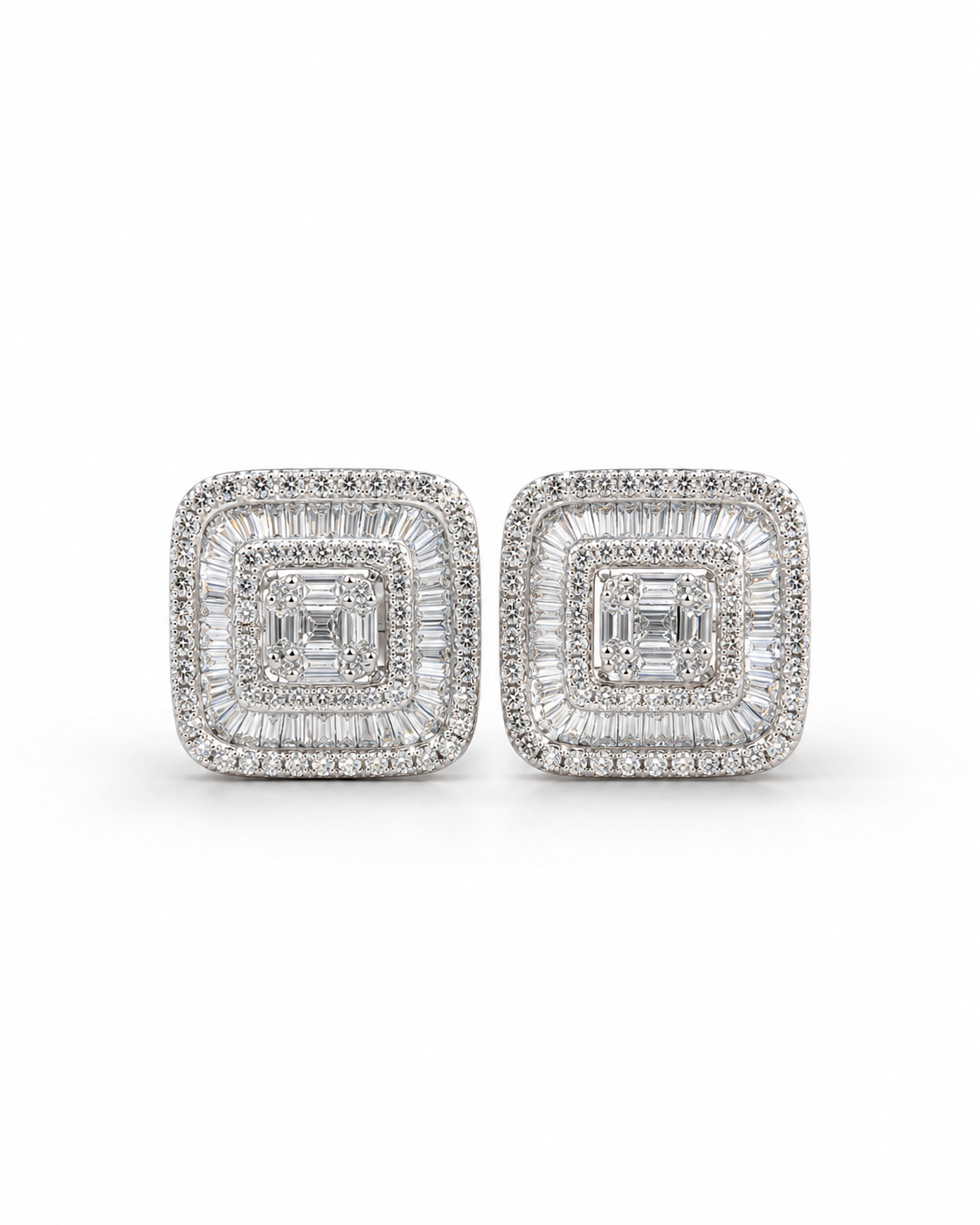 Classic Cushion Halo Diamond Earrings 14K
