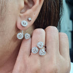Classic Round Heart Overlap Cluster Diamond Jewelry Set 18K