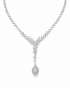 Classic Pear Shape Drop Art Deco Statement Diamond Necklace