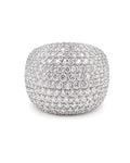Classic Round Chunky Statement Paved Diamond Ring 18K