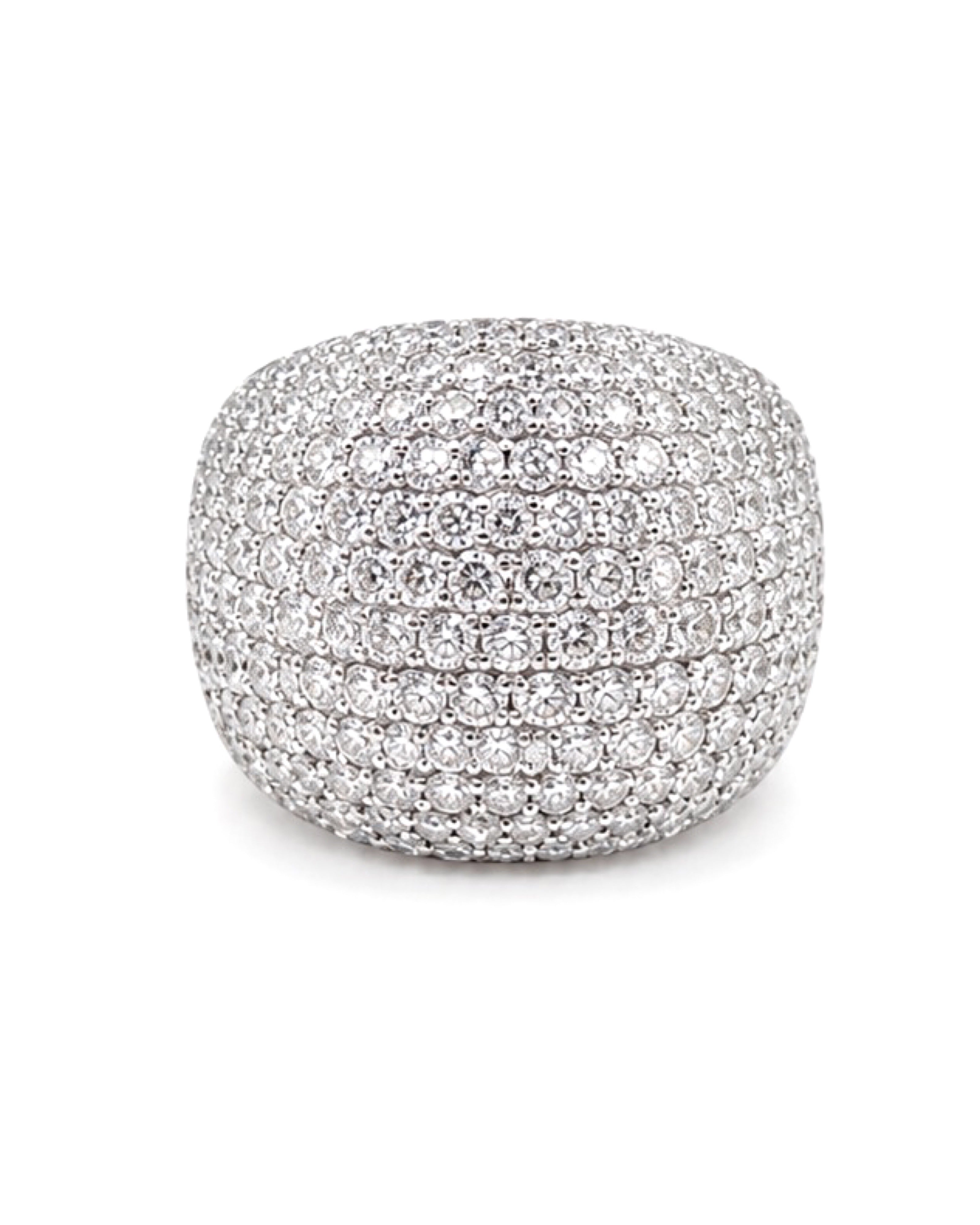 Classic Round Chunky Statement Paved Diamond Ring 18K