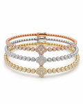 Classic Clover Round Studded Diamond Bracelet Bangle 14K