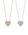 Classic Heart Puffed Diamond Pave Necklace 14K