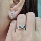Classic Heart Solitaire Center Infinity Diamond Jewelry Set 14K