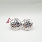 Baguette Weave Ball Stud Diamond Earrings 18K