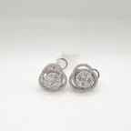 Classic Round Floral Stud Diamond Earrings 18K