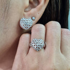 Classic Heart Cage Diamond Jewelry Set 14K