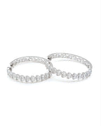 Classic Heart Baguette Hoop Statement Diamond Earrings 14K