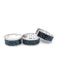 Fancy Blue Diamonds Half Eternity Hoop Diamond Jewelry Set 14K