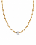 Classic Round Solitaire Golden Diamond Necklace 14K
