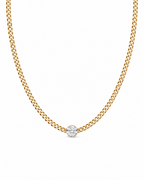 Classic Round Solitaire Golden Diamond Necklace 14K