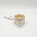 Two Tone Round Invisible Setting Beaded Diamond Ring 14K