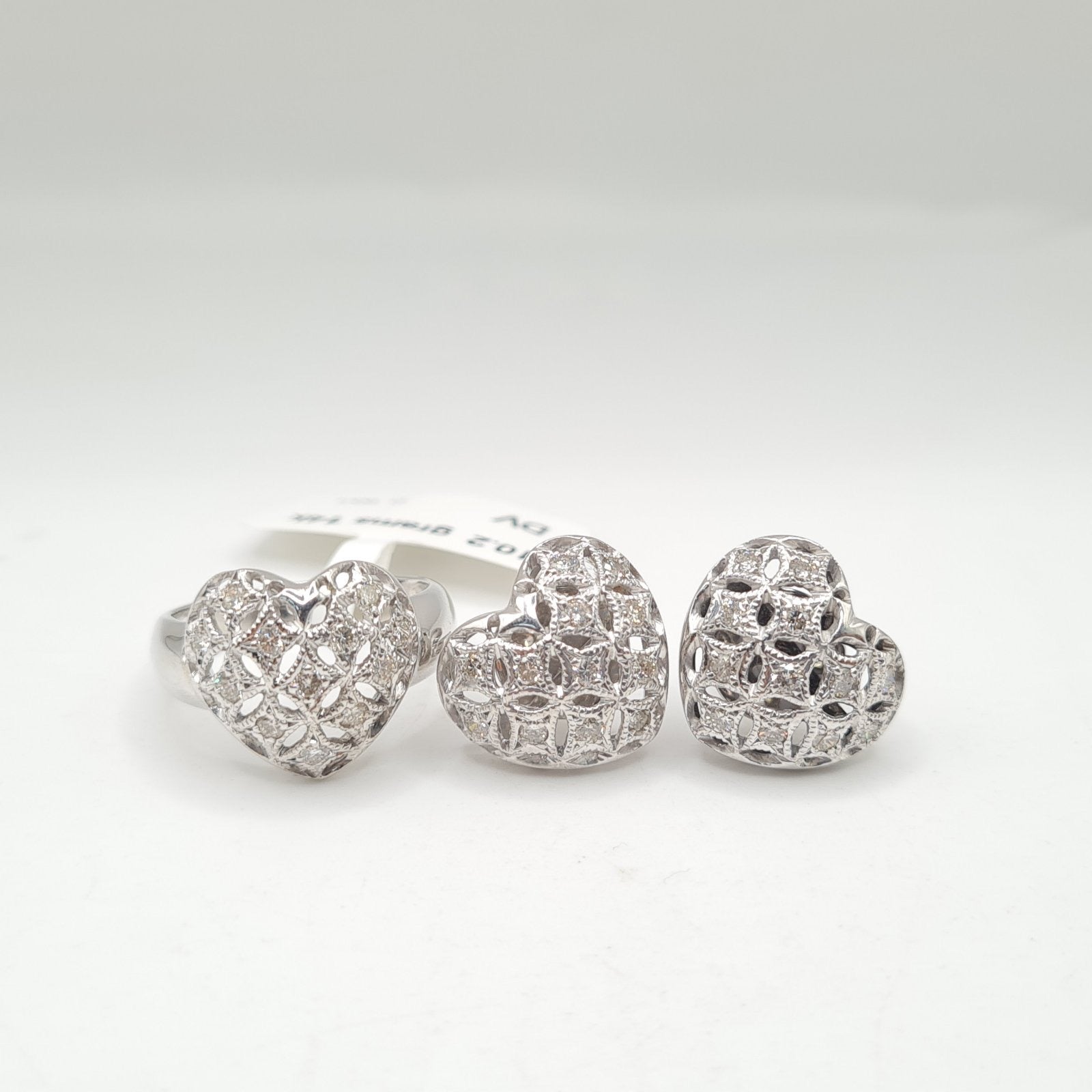 Caged Heart Diamond Jewelry Set 14K