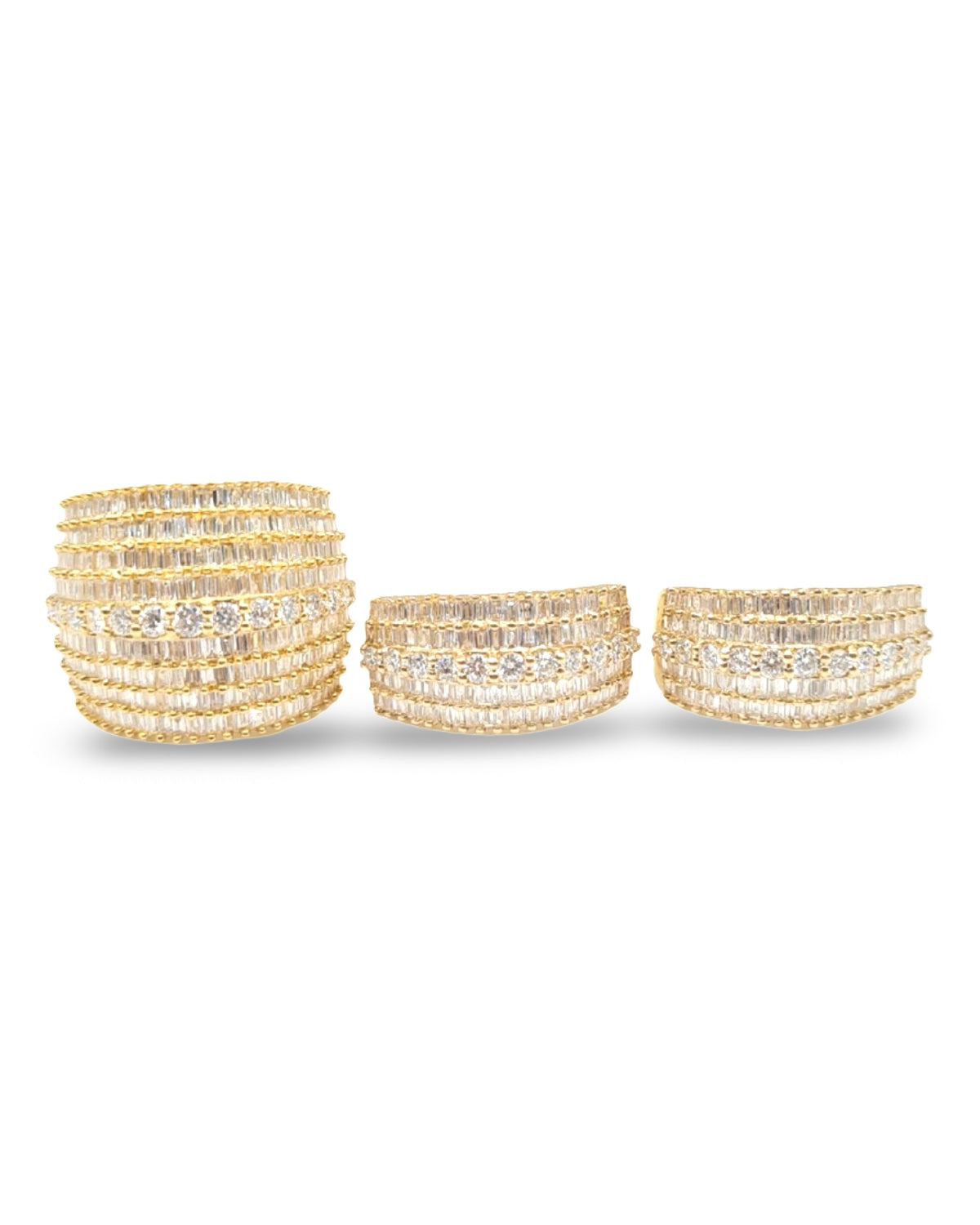 Golden Baguette Round Layered Diamond Jewelry Set 14K
