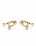 Classic Hoop Golden Nail Diamond Earrings 14K