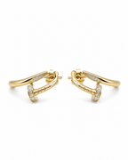 Classic Hoop Golden Nail Diamond Earrings 14K