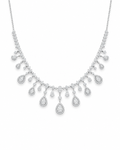 Classic Pear Drop Station Statement Diamond Necklace 14K