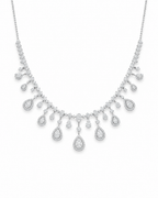Classic Pear Drop Station Statement Diamond Necklace 14K