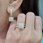 Classic Cushion Golden Dangling Diamond Jewelry Set 14K