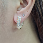 Round Huggie Golden Diamond Earrings 14K