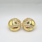 Heavy Gold Channel Paved Diamond Earrings 18K