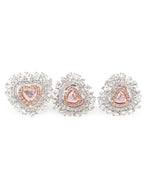 Rare Fancy Pink Diamond Heart Halo Cluster Diamond Jewelry Set 14K