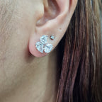 Classic 4.24cts Multi Shape Solitaire Cluster Stud Diamond Earrings 18K