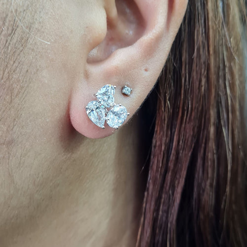 Classic 4.24cts Multi Shape Solitaire Cluster Stud Diamond Earrings 18K