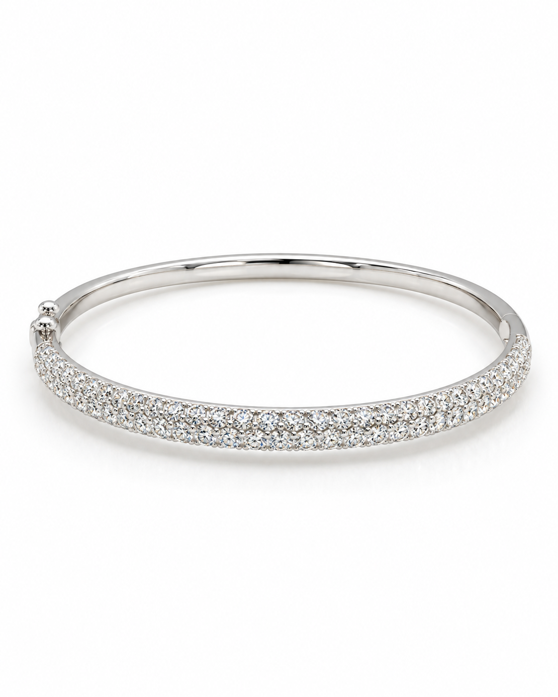 Classic White Gold Half Eternity Diamond Bangle Bracelet 14K