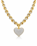 Classic Heart Chunky Chain Diamond Necklace 14K
