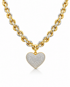 Classic Heart Chunky Chain Diamond Necklace 14K