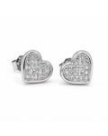 Classic Heart Bezel Invisible Setting Stud Diamond Earrings 18K