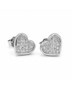 Classic Heart Bezel Invisible Setting Stud Diamond Earrings 18K
