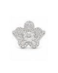 Classic Flower Square Asscher Solitaire Center Diamond Ring 18K