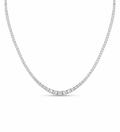 Classic Eternity Box Type Round Pave Tennis Diamond Necklace 18K