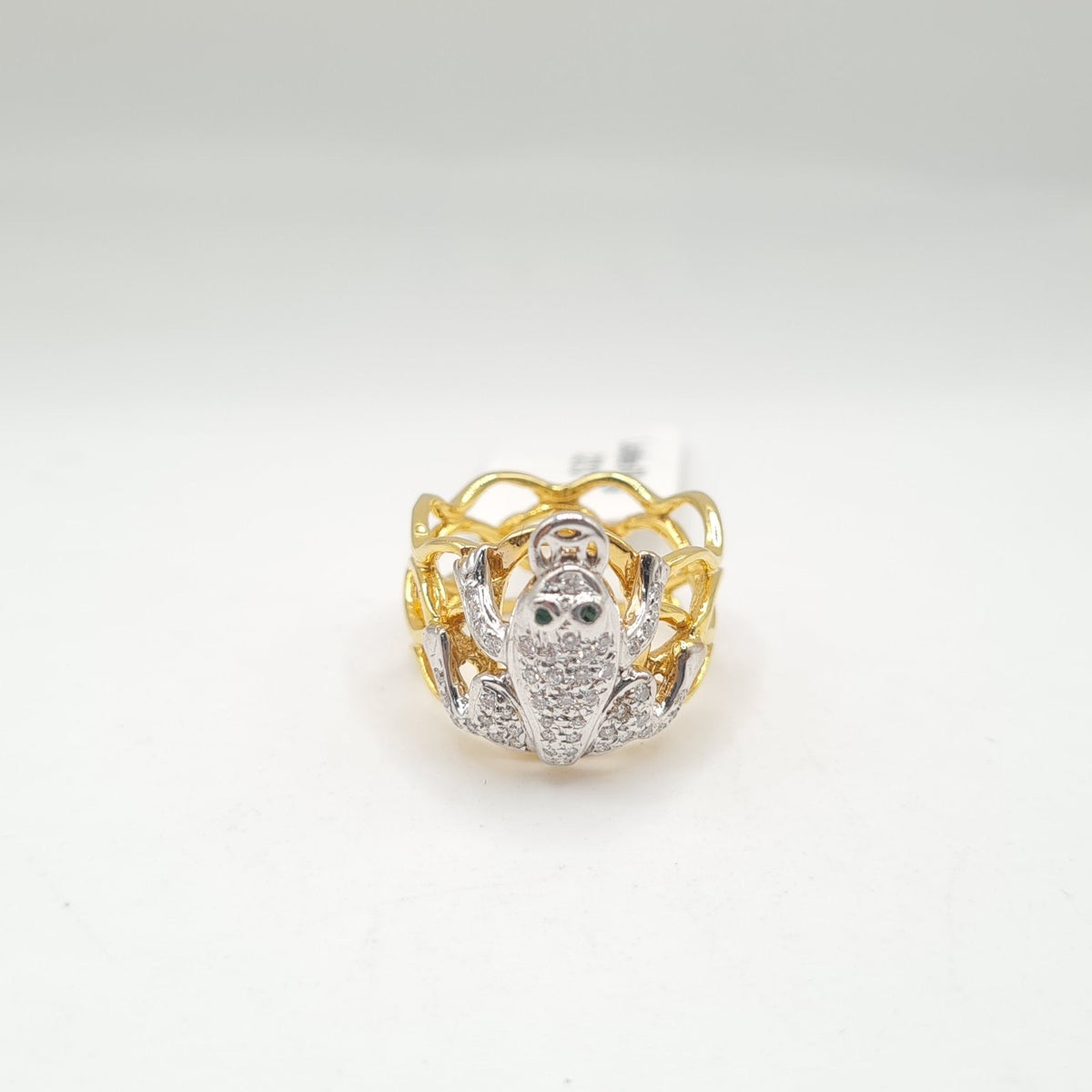 Golden Cage Froggy Deco Diamond Ring 18K