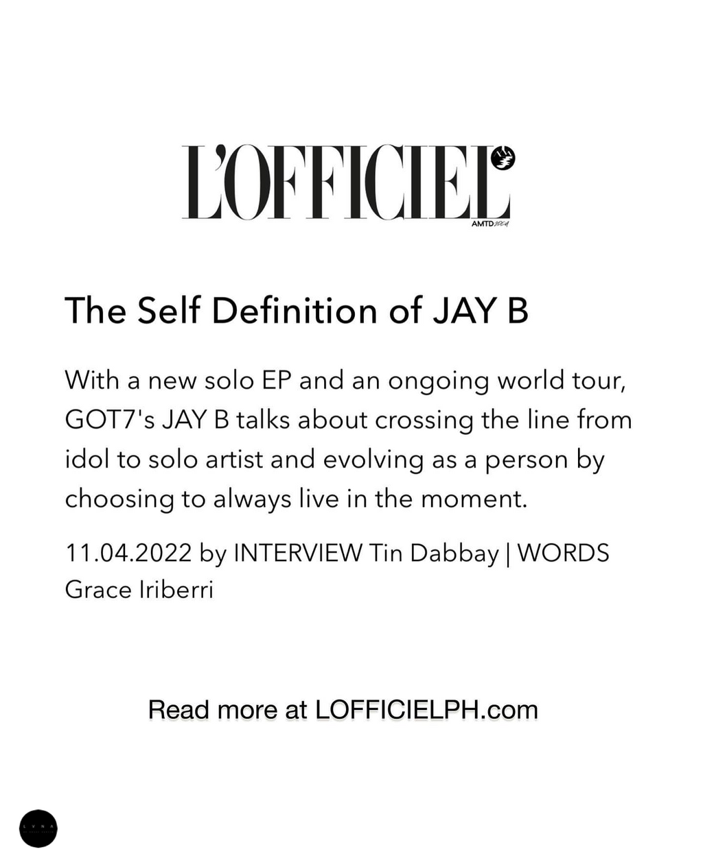 #CelebritySpotted | Global K-pop superstar Jay B in LVNA By Drake Dustin for L’Officiel Magazine