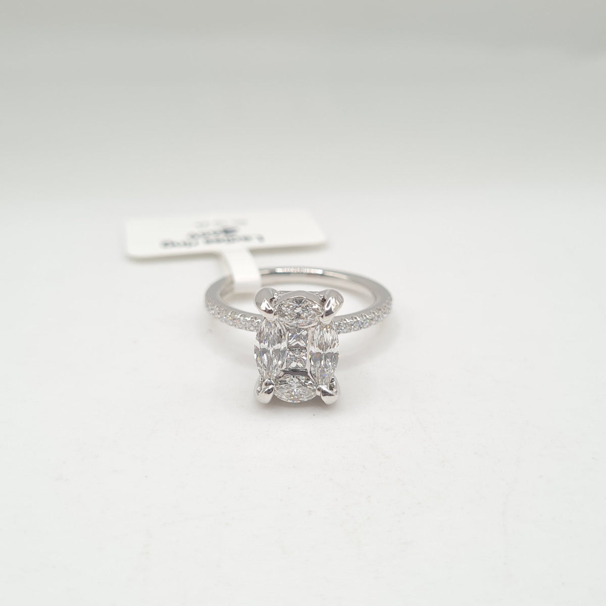 Classic Oval Invisible Setting Paved Diamond Ring 18K