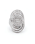 Swirl Deco Round Invisible Setting Diamond Ring 14K