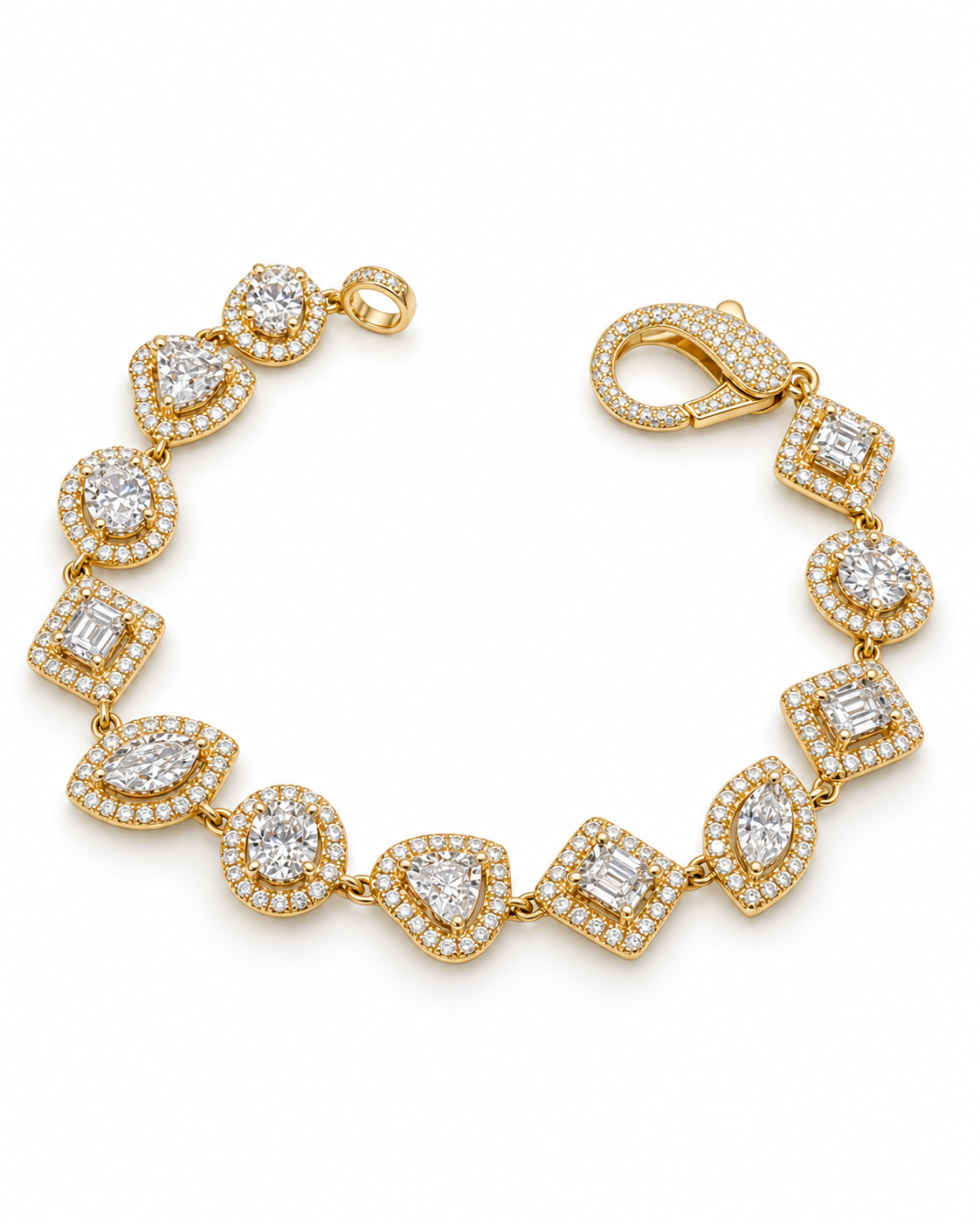 Classic Multi Shape Enlarger Setting Eternity Diamond Bracelet 14K