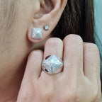Pyramid Paved Diamond Jewelry Set 14K