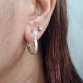 Paperclip Heart Baguette Hoop Diamond Earrings 18K